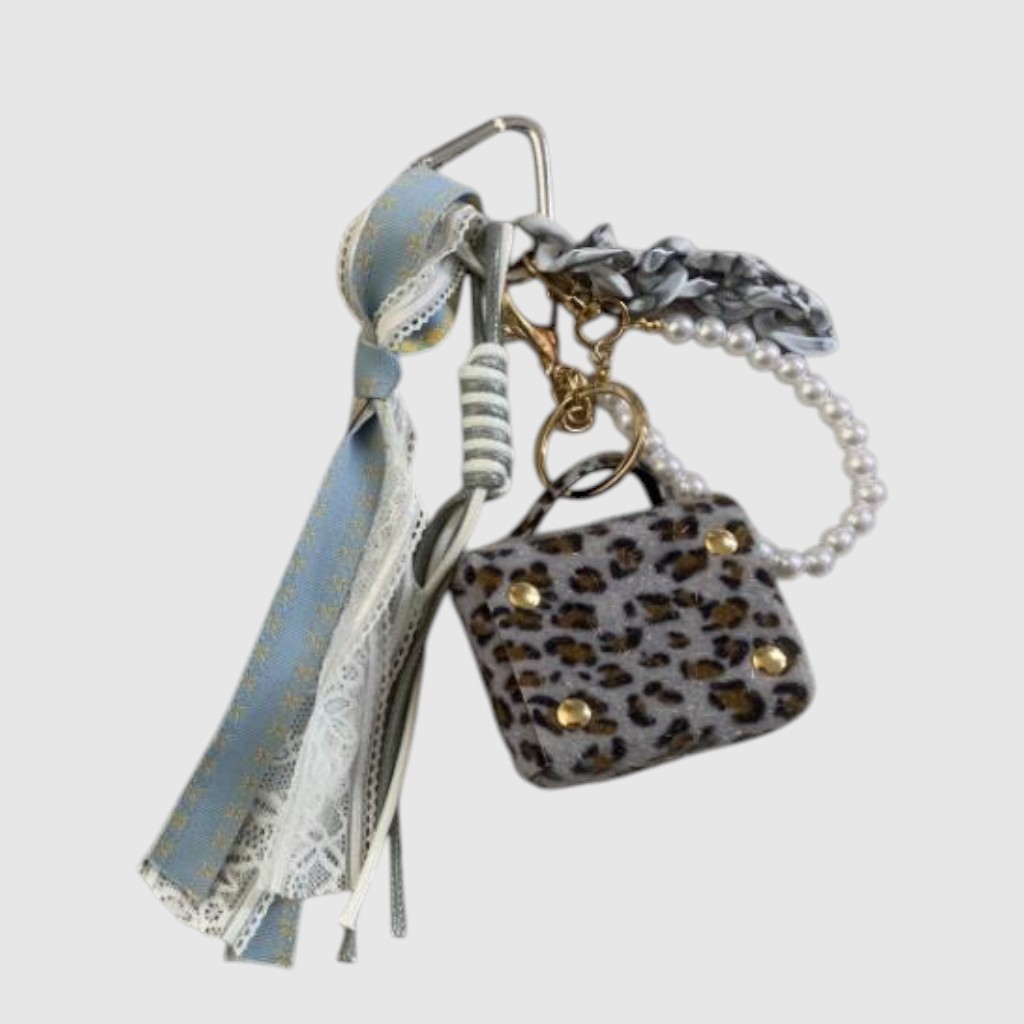Ensemble de breloques pour sac corde, petit sac léopard, perles et dentelle – ZAC