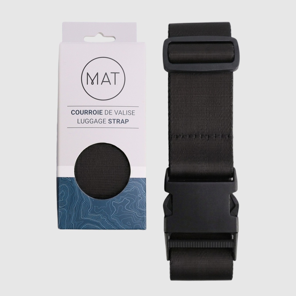 [132-BK2583C-80] Courroie de valise en tissu à clip - MAT (NOIR)
