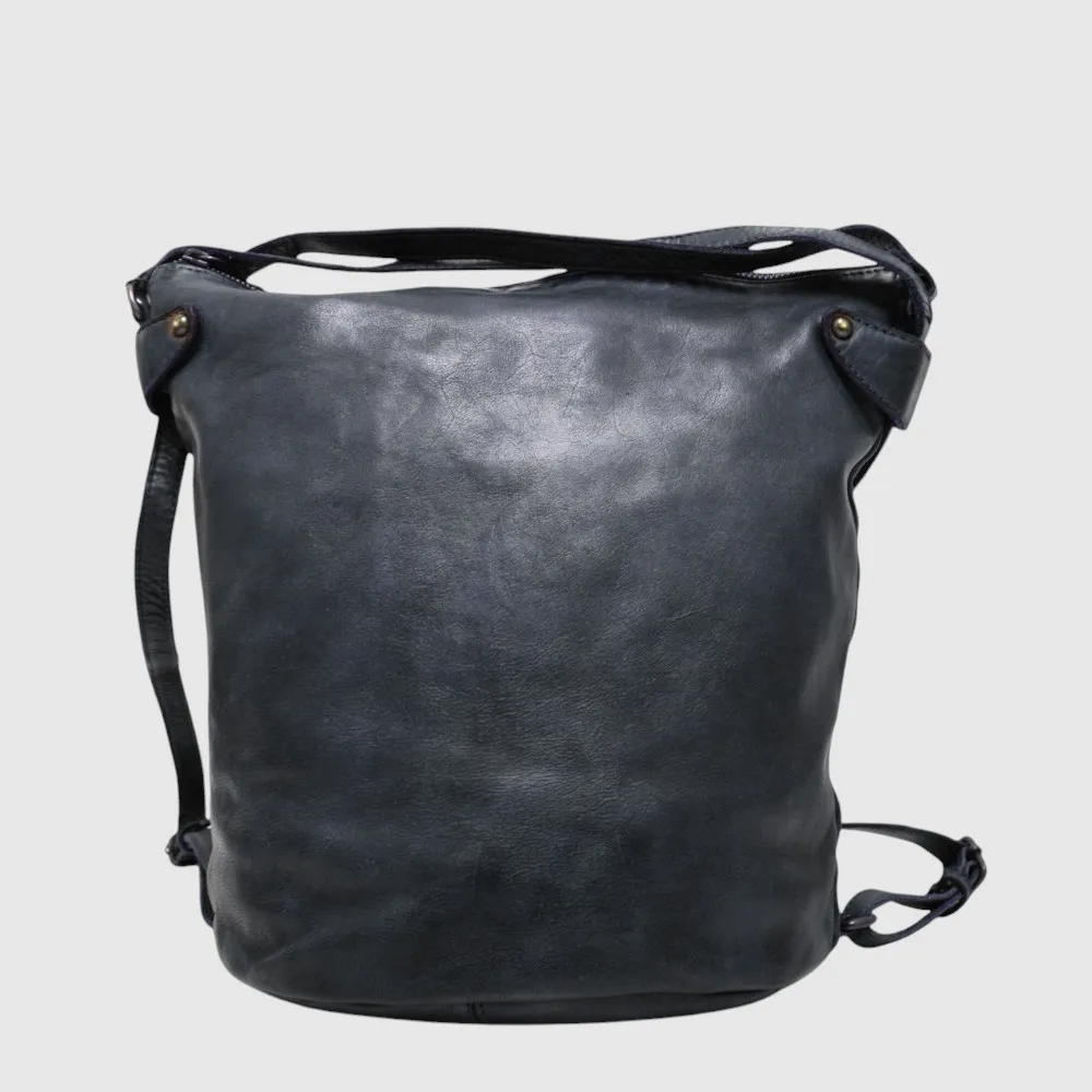 [155-22337-100] Sac à main convertible (sac à dos) en cuir vintage – The Trend (DENIM (JEANS))