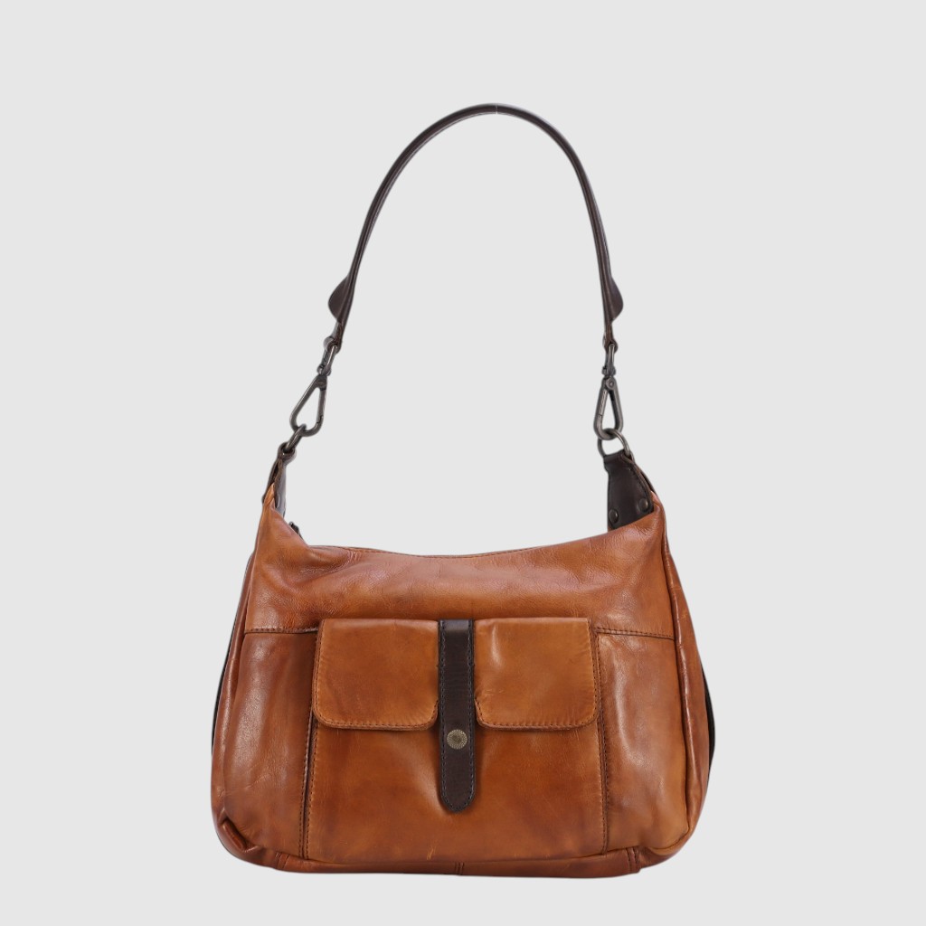 [155-22624-126] ITALO - Vintage Leather Handbag - The Trend (TAN/MULTI)