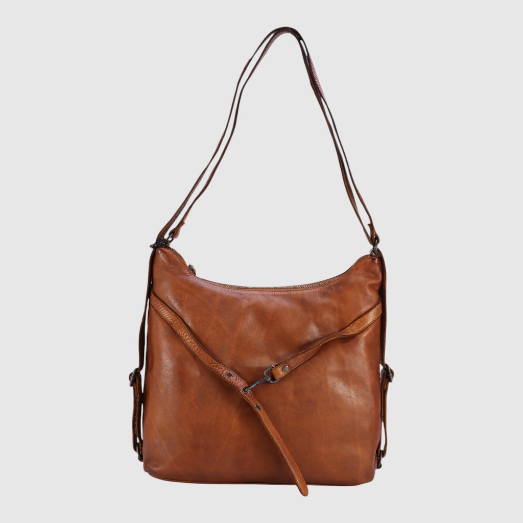 [155-22628-122] TERENZI - Vintage Leather Convertible Handbag/Backpack - The Trend (TAN)