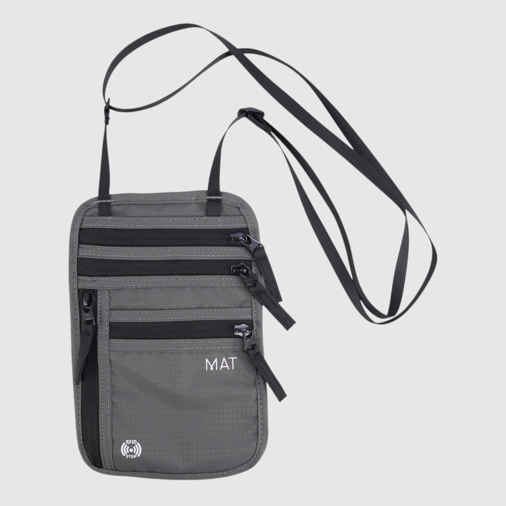 Fabric RFID passport neck pouch - MAT