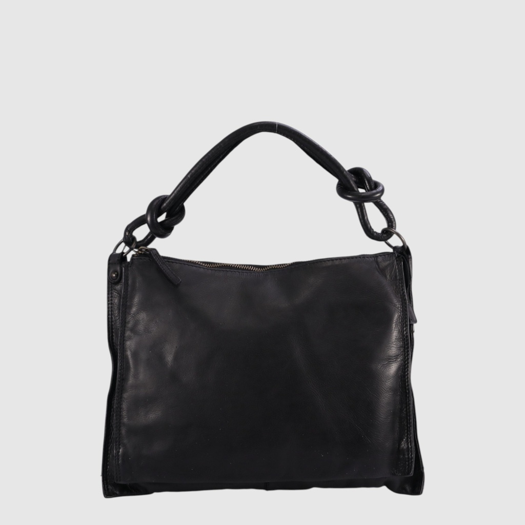 [155-22788-80] AMARONE – Sac à main en cuir vintage à deux compartiments – The Trend (NOIR)