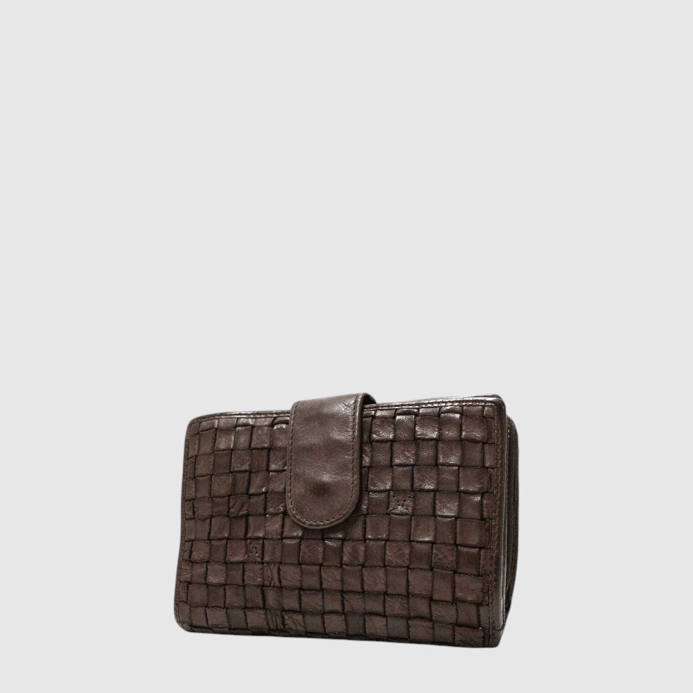 Portefeuille format moyen en cuir tressé – The Trend