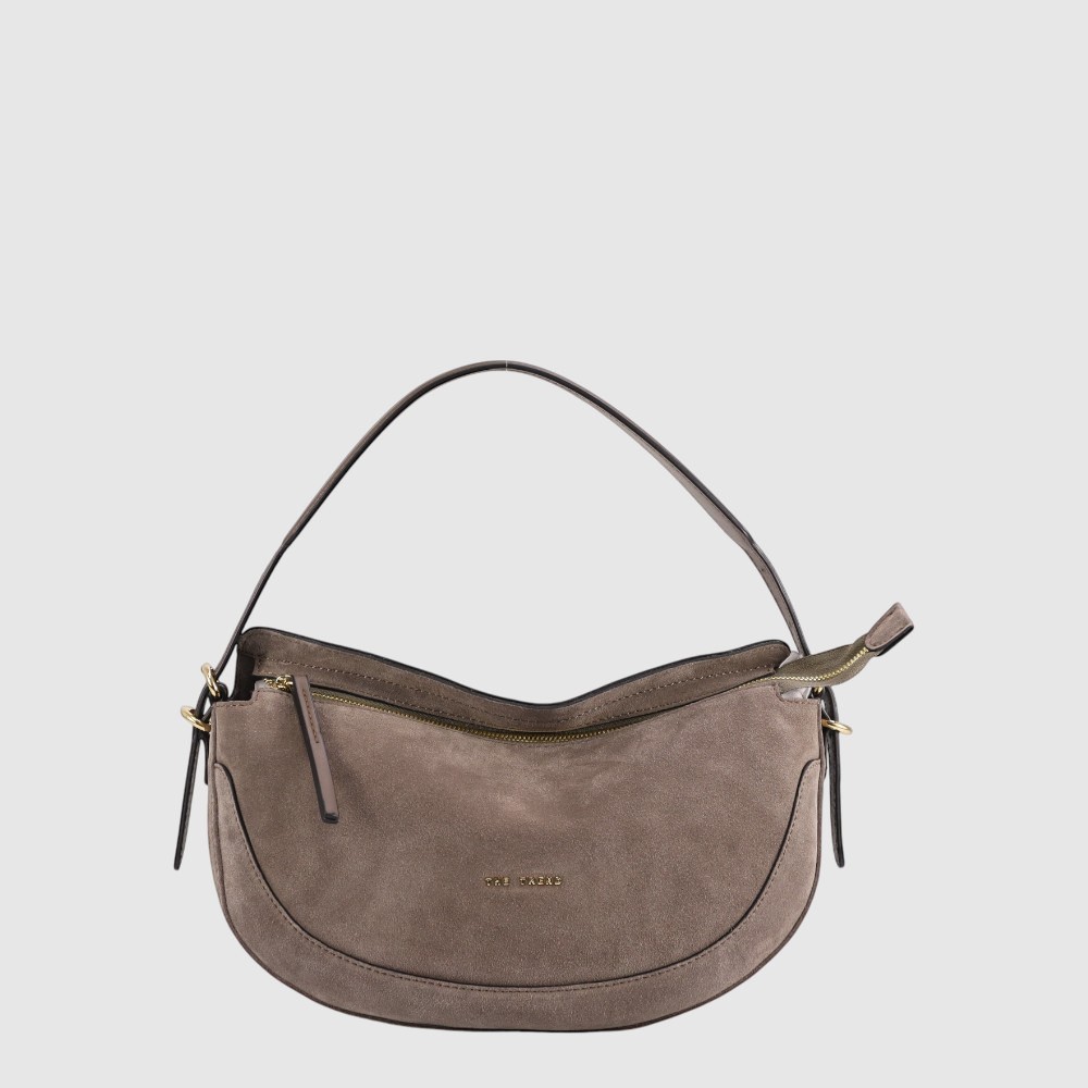 [155-2664978-160] CHIARA - Petit sac à l'épaule en suède - The Trend (TAUPE)