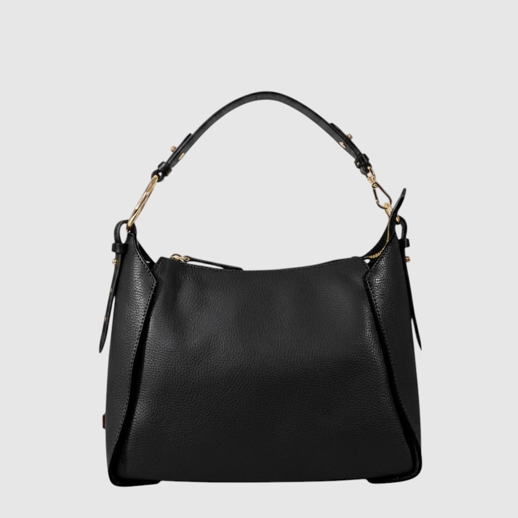 [155-3200460-80] NICOLA - Two-tone leather handbag with strap - The Trend (NOIR)