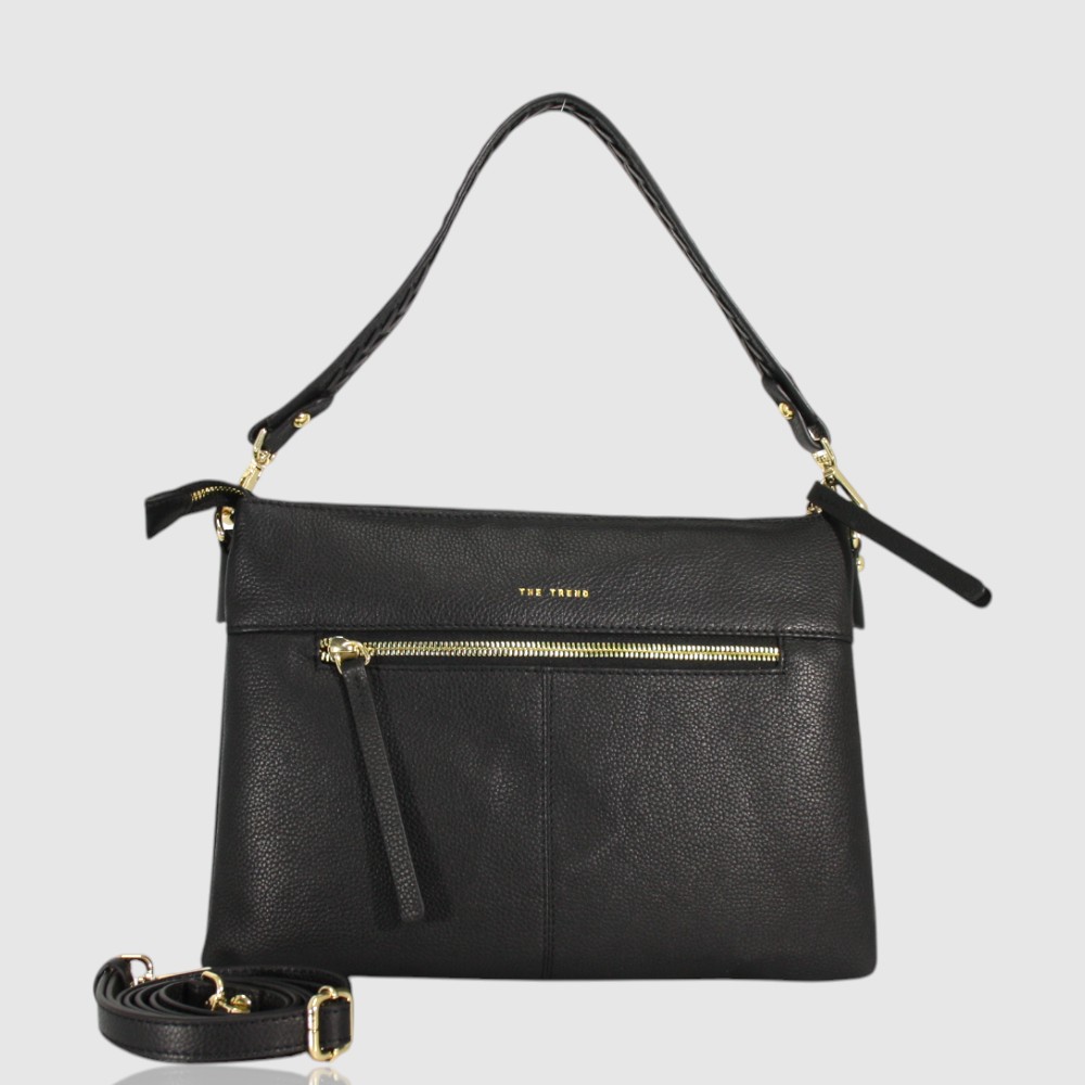 [155-4313528-80] BIANCO - Sac à main de cuir - The Trend (NOIR)
