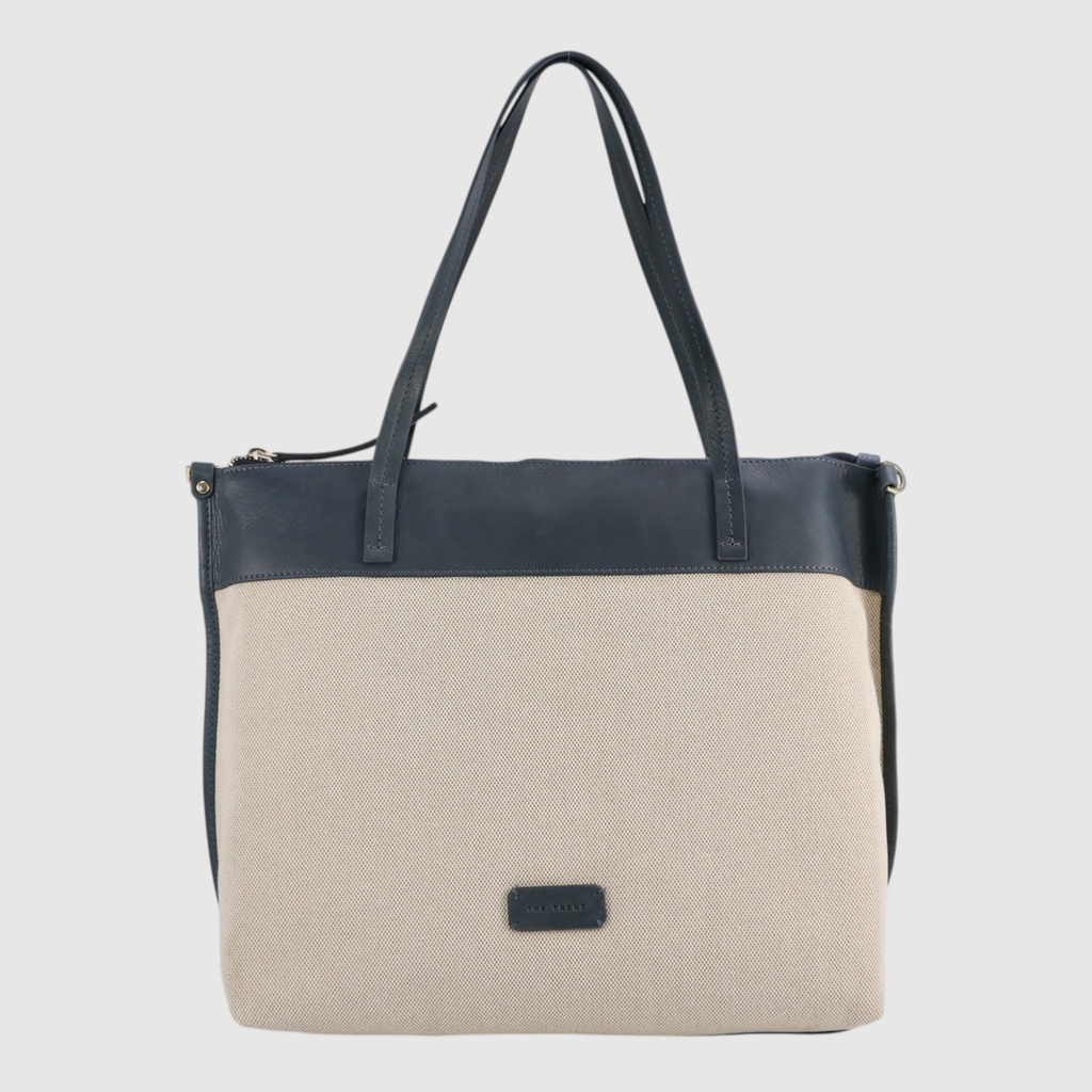 [155-5284889-116] ABONNA - Sac fourre-tout en cuir et canvas - The Trend (BEIGE/BLEU)