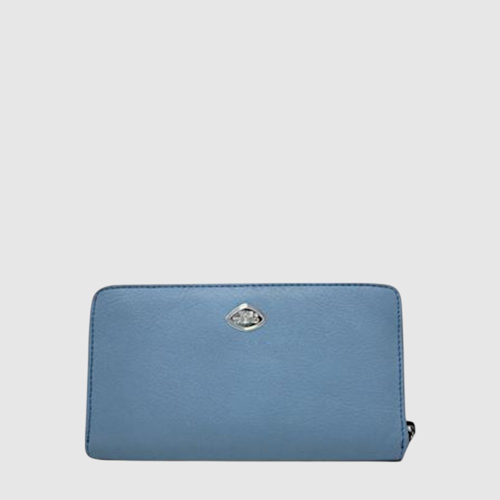 [155-588106-60] Portefeuille long en cuir Italien The Trend (BLEU PALE)