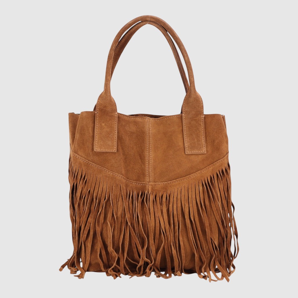 PIETRO - Sac fourre-tout à frange en suède - The Trend
