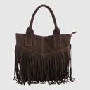 PIETRO - Sac fourre-tout à frange en suède - The Trend