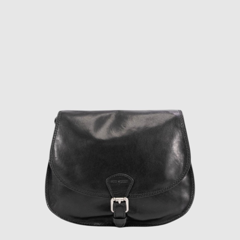 [155-9403120-80] TROPEOLO - Sac à main en cuir avec rabat à 2 compartiments - The Trend (NOIR)