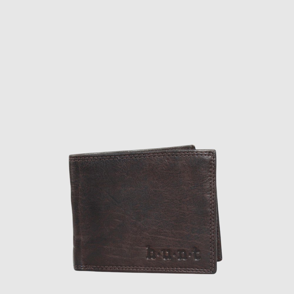 [133-HU102713-151] Portefeuille en cuir vintage - H.U.N.T (BRUN FONCE)