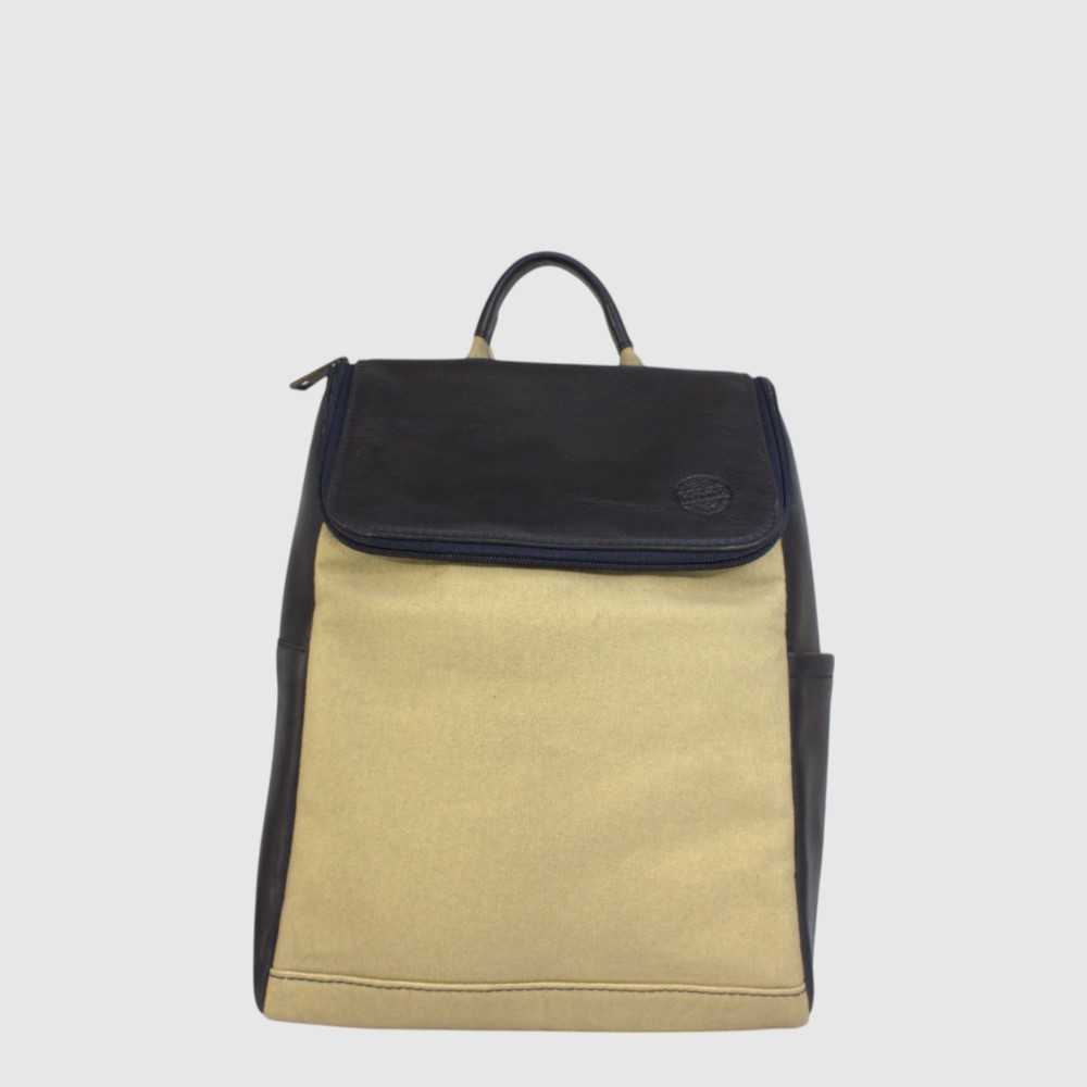 Convertible backpack in leather and canvas - H.U.N.T