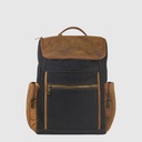 Grand sac à dos en cuir et canevas avec compartiment pour ordinateur – H.U.N.T