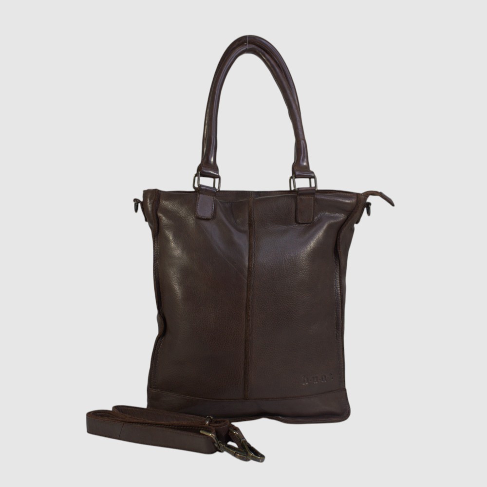 Grand sac fourre-tout en cuir véritable avec bandoulière amovible – H.U.N.T