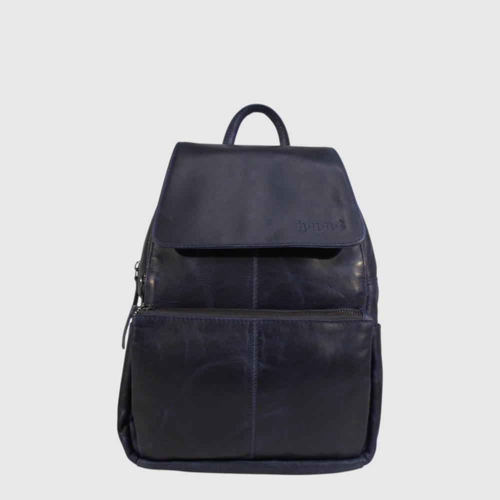 Sac à dos en cuir à rabat avec double compartiment – H.U.N.T