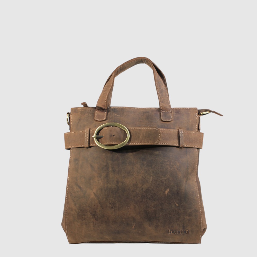 Natural leather bag with handles and shoulder strap – H.U.N.T