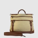 Grand sac à bandoulière en canevas et cuir avec poignée – H.U.N.T