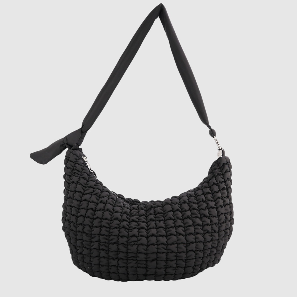 VÉRO - Grand sac à bandoulière demi-lune matelassé style puffer - ZAC