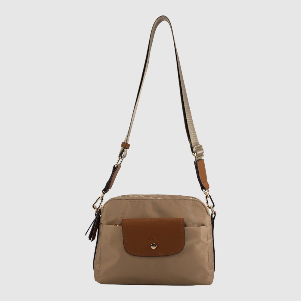 EVELYNE - Sac à bandoulière double compartiment en cuir végane & nylon - ZAC