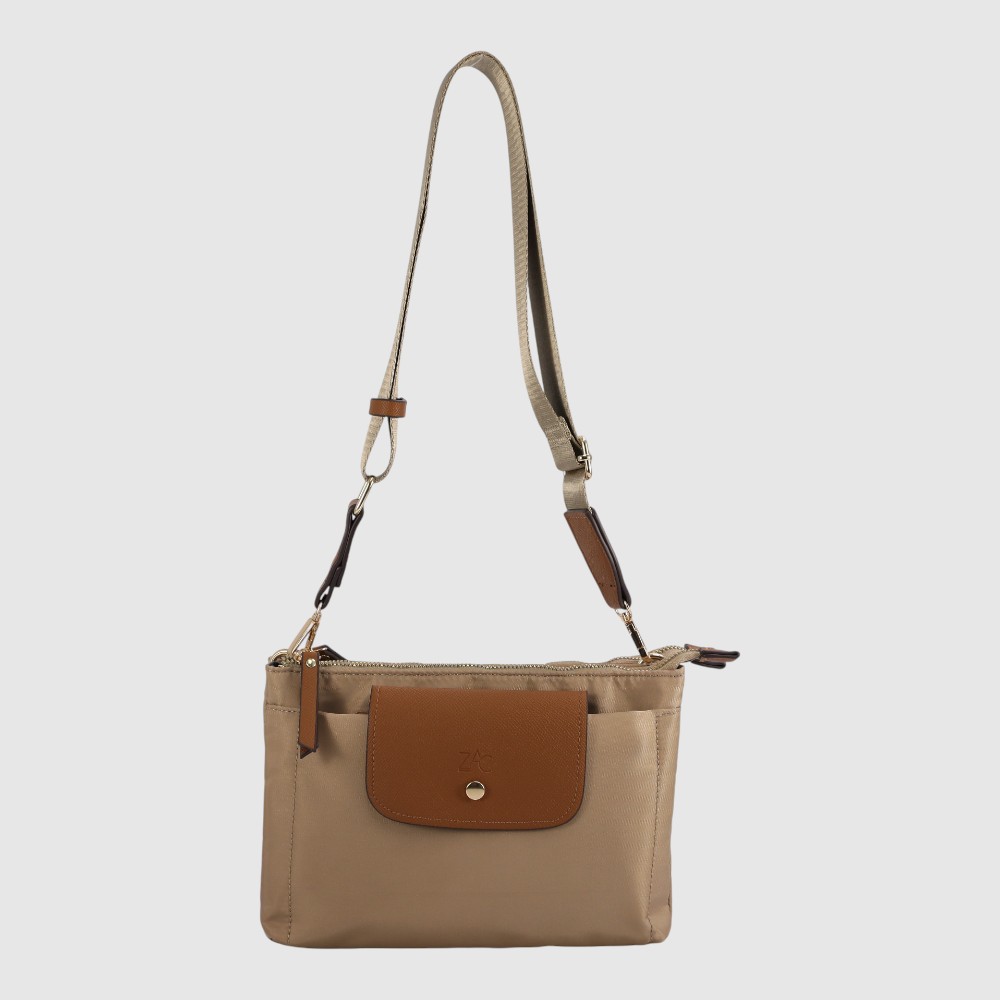 ISABELLE - Sac à bandoulière double compartiment en nylon et cuir végane - ZAC