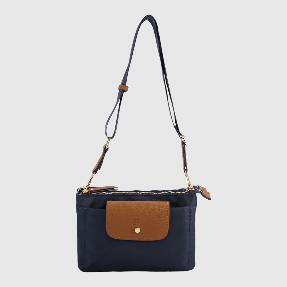 ISABELLE - Double compartment shoulder bag in nylon and vegan leather - ZAC