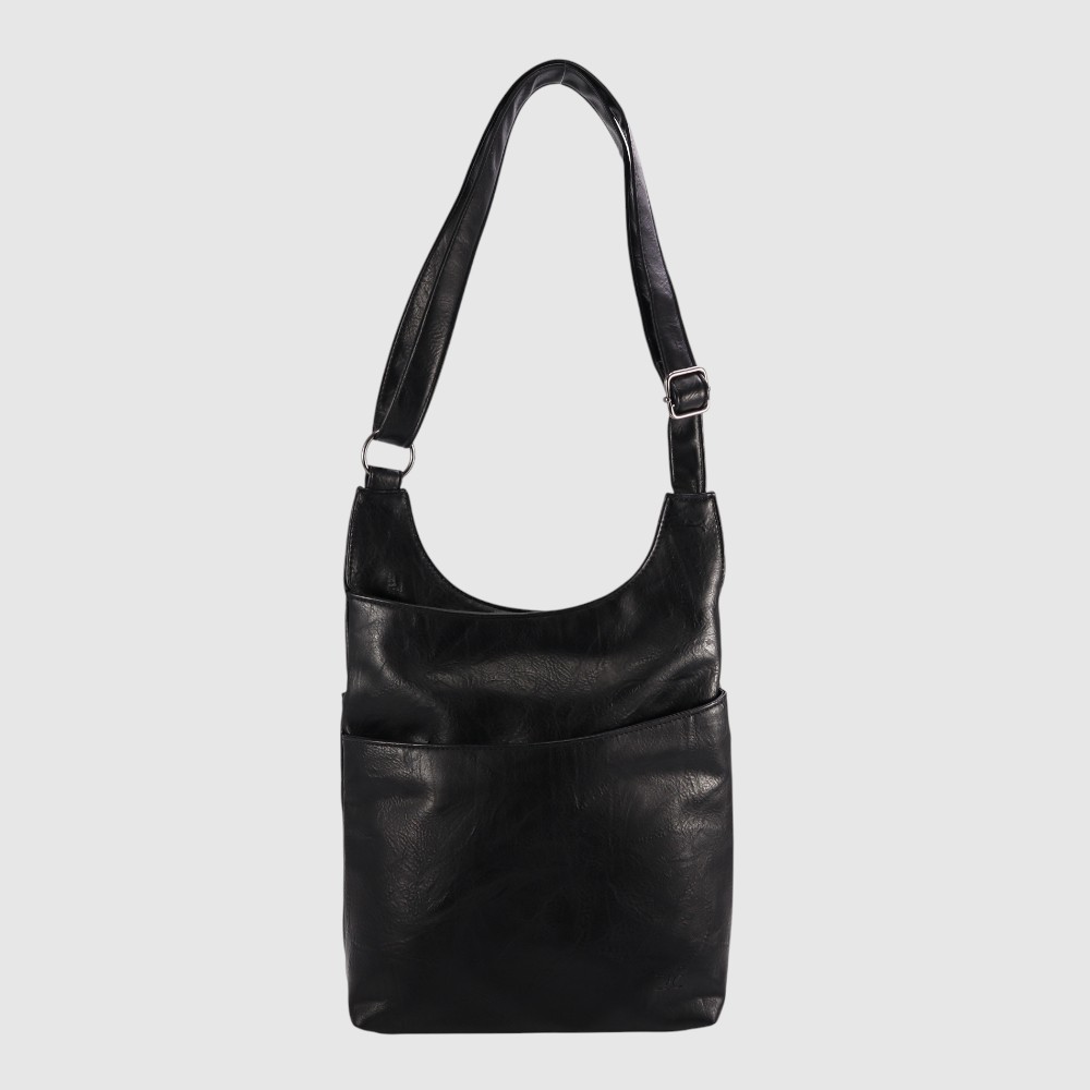 [148-CM34931-80] EDITH - Grand sac à bandoulière en cuir végane - ZAC (NOIR)
