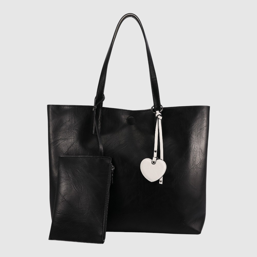 [148-CM34935A-81] JULIANNE - Fourre-tout à l'épaule réversible en cuir végane - ZAC (NOIR/BLANC)