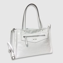 Glossy leather handbag with handles - The Trend