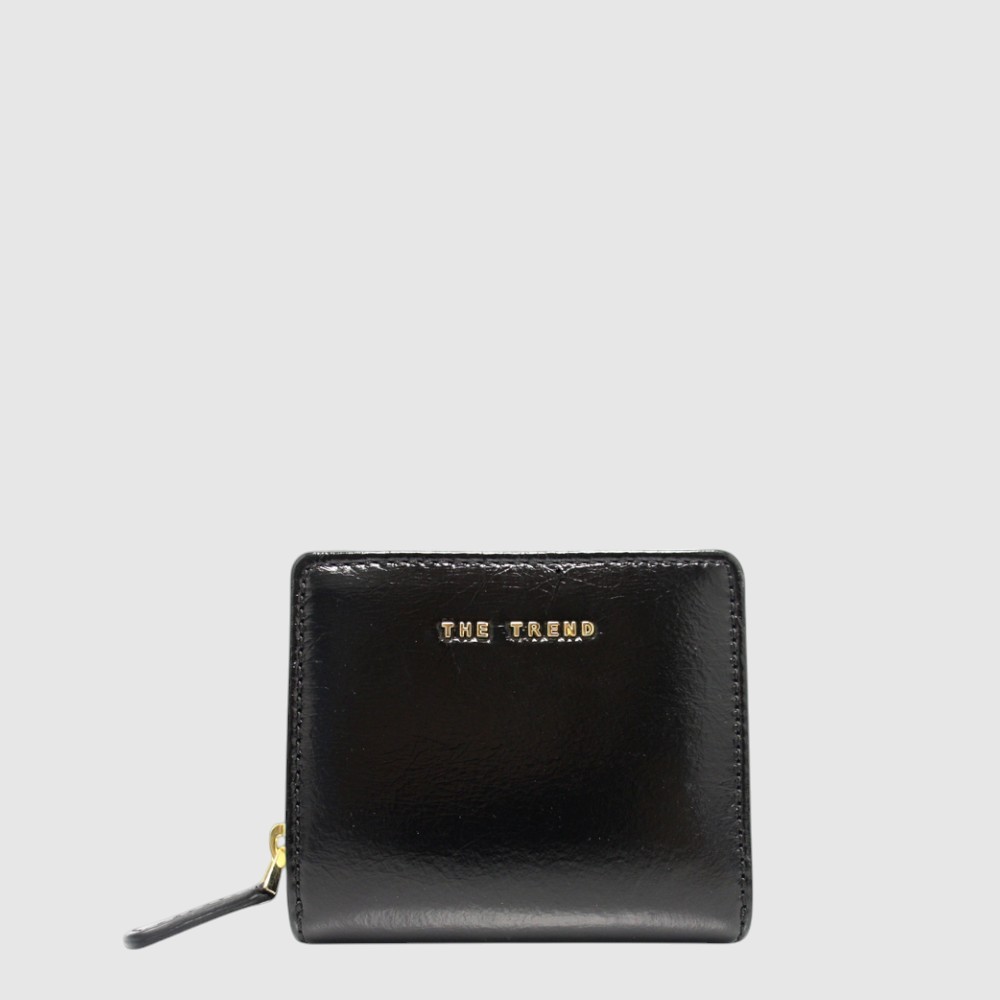 [155-1768158-80] Portefeuille court en cuir lustré avec protection RFID – The Trend (NOIR)