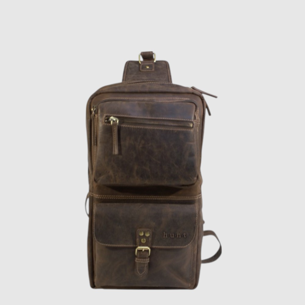 Sac monosangle unisexe en cuir naturel – H.U.N.T
