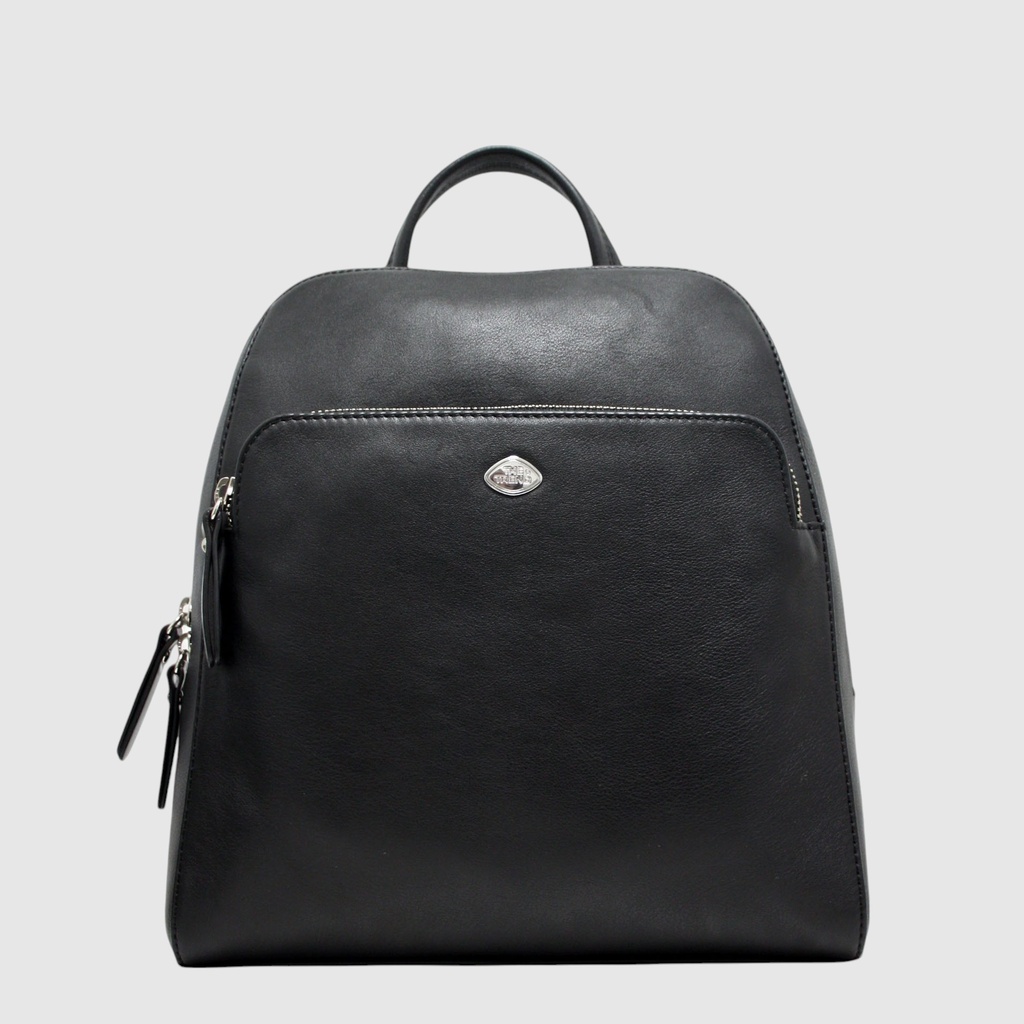[155-583125-80] Sac à dos en cuir à grande ouverture – The Trend (NOIR)