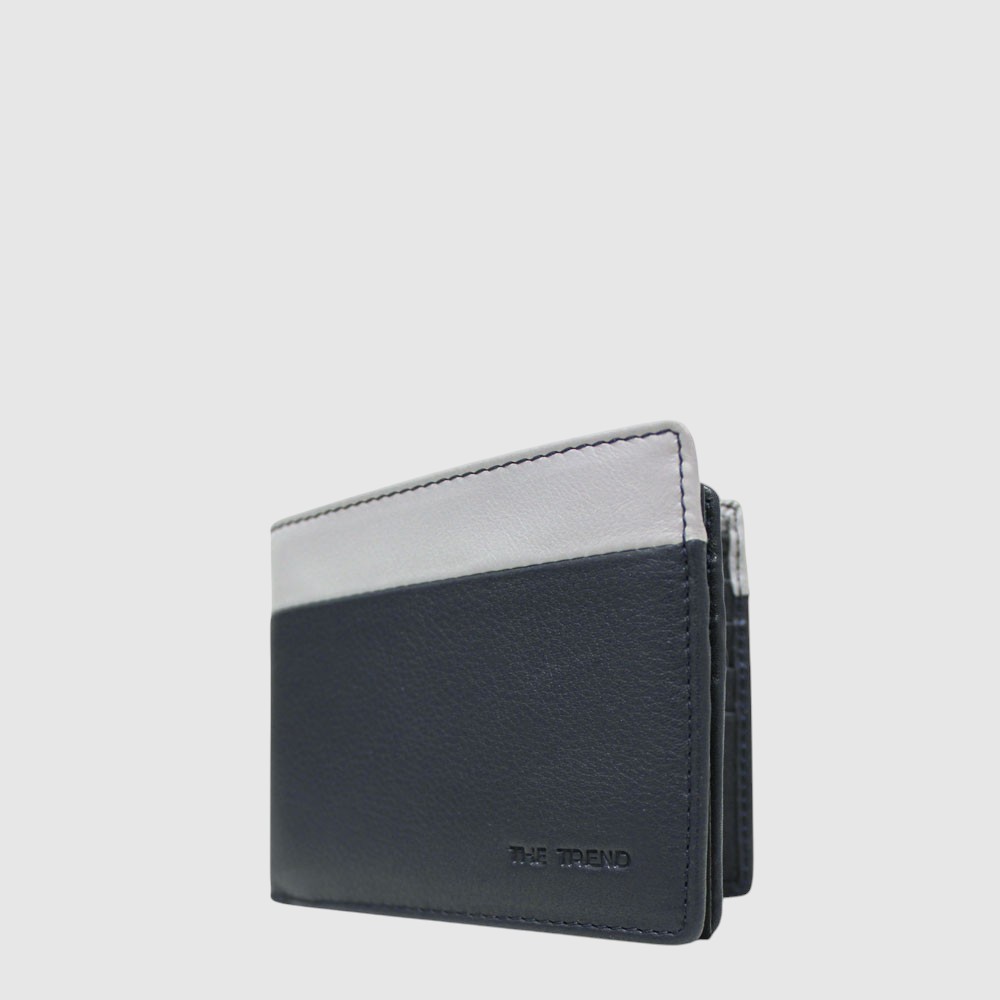 [155-587840-62] Portefeuille 2 tons en cuir RFID à deux volets et fenêtre rabattable (centre) - The Trend (MARINE)