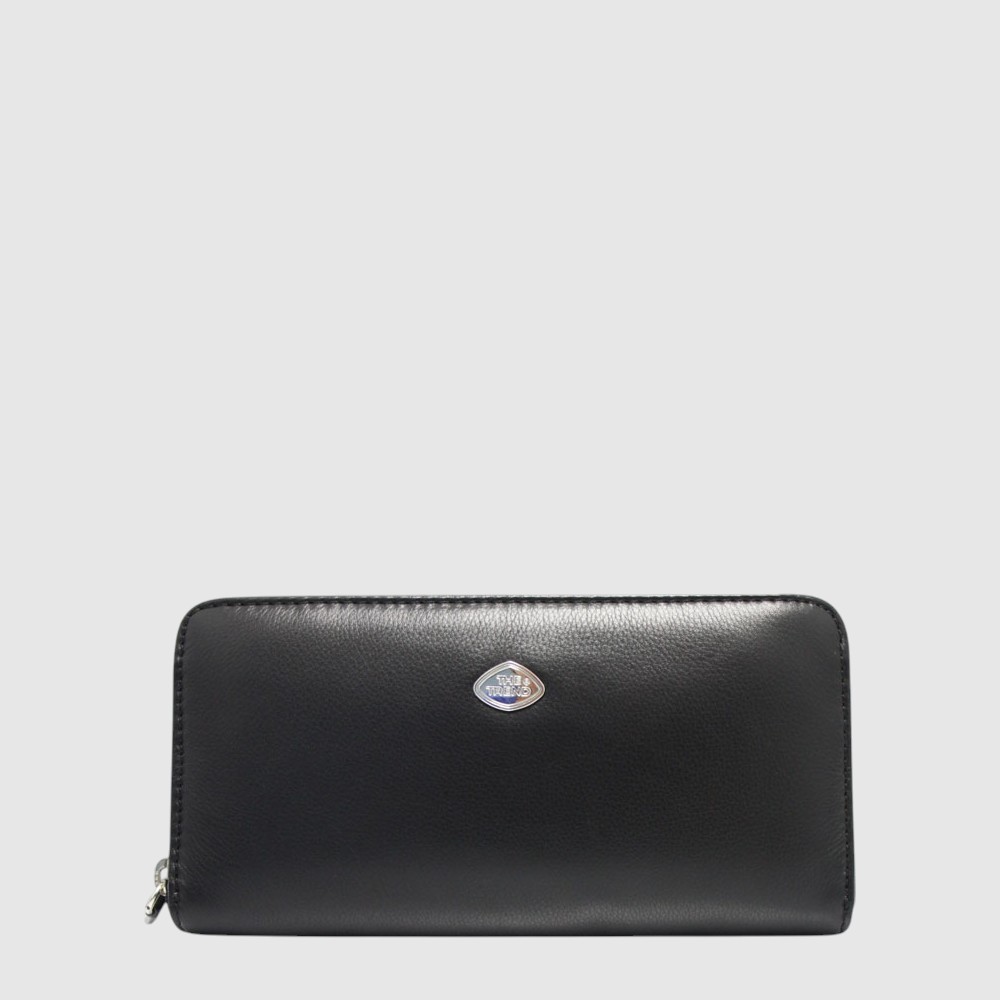 [155-588112-80] Portefeuille long à zip contour en cuir - The Trend (NOIR)