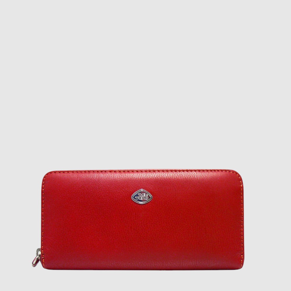 Portefeuille long à zip contour en cuir - The Trend