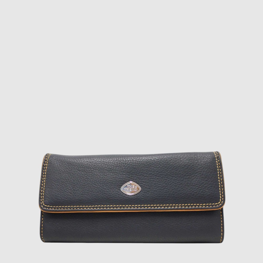 Portefeuille long en cuir RFID à trois volets - The Trend