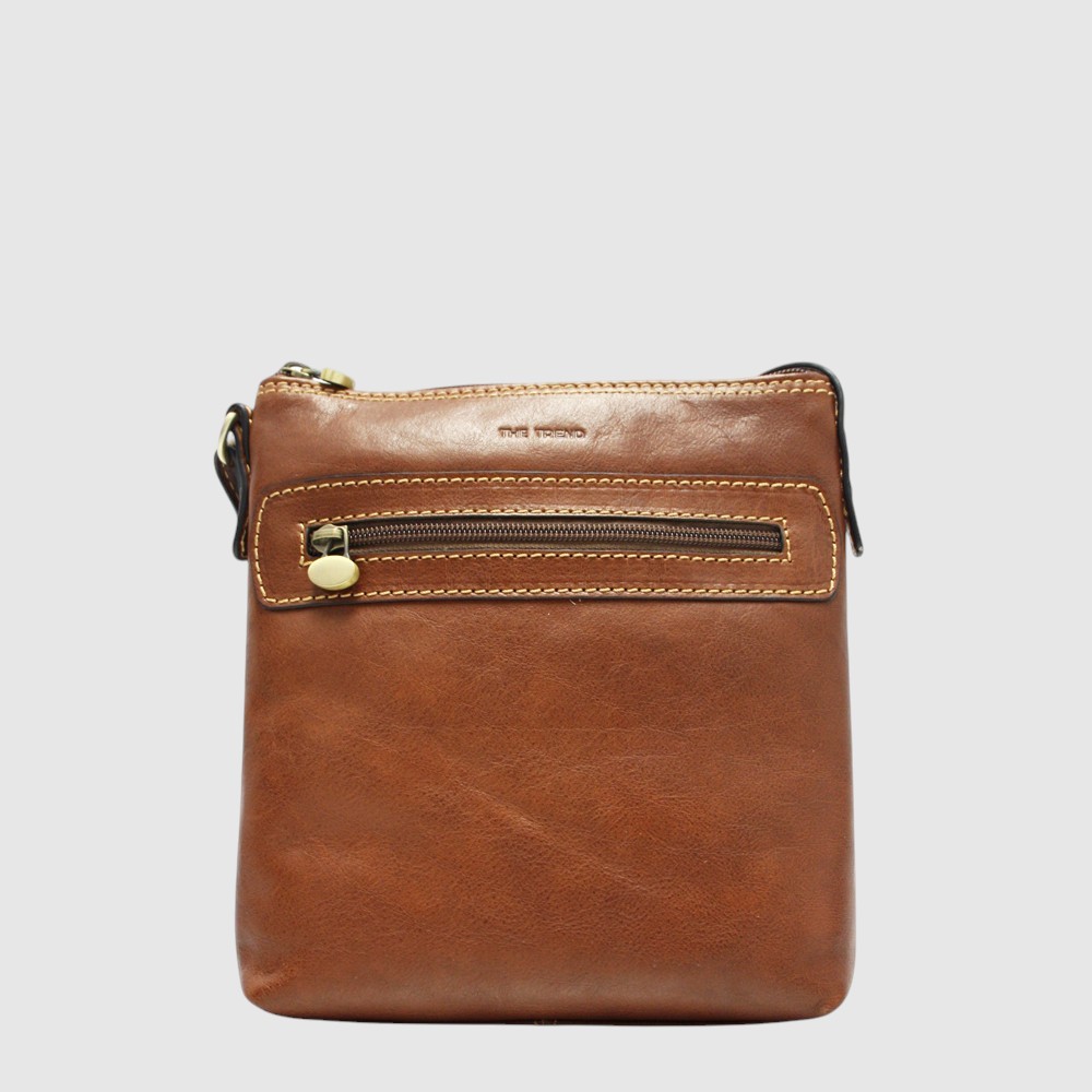 [155-914371-120] Sac à bandoulière en cuir – The Trend (COGNAC,TABAC)