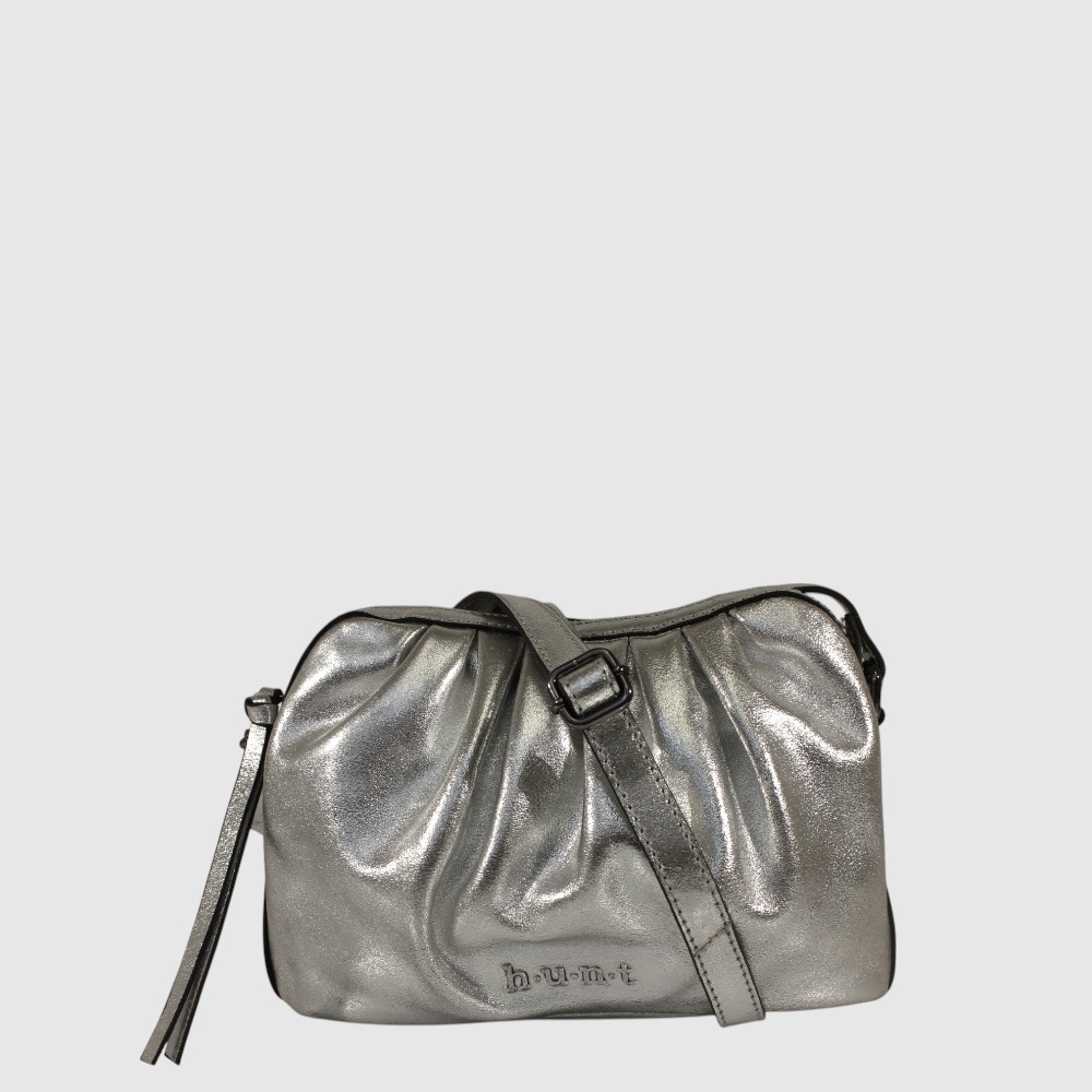 Sac à main de soirée en cuir métallique plissé – H.U.N.T