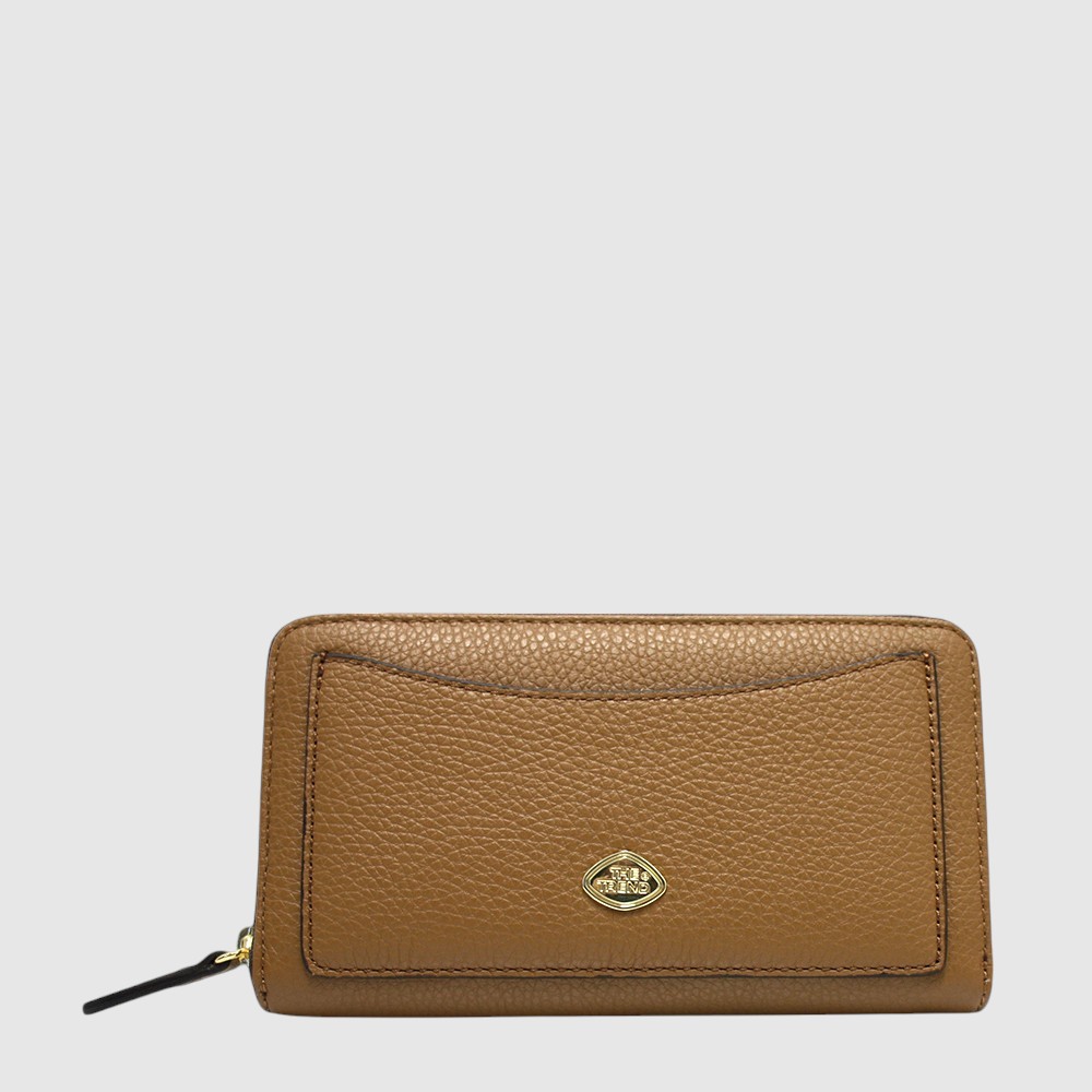 [155-2468176-122] Portefeuille long en cuir avec protection RFID – The Trend (TAN)