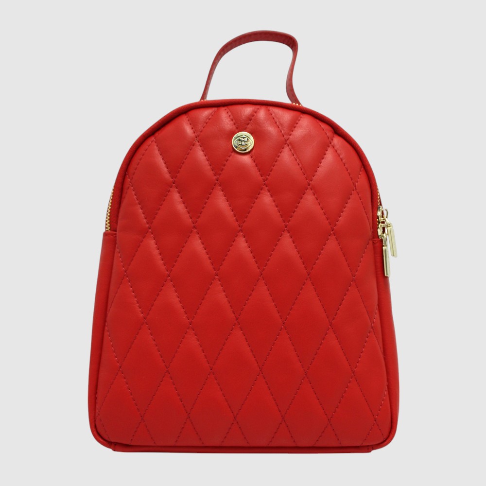 [155-3830648-170] Quilted leather backpack – The Trend (ROUGE)
