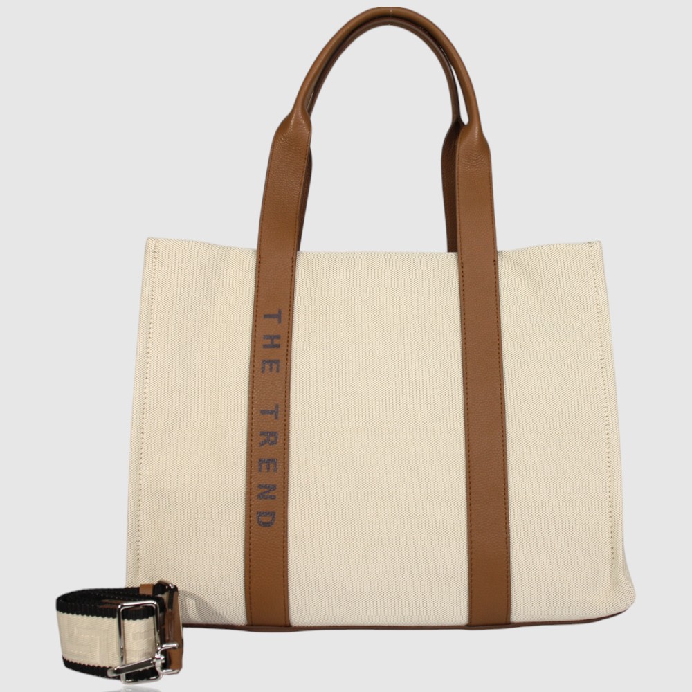 MENTA - Sac fourre-tout canevas et cuir - The Trend