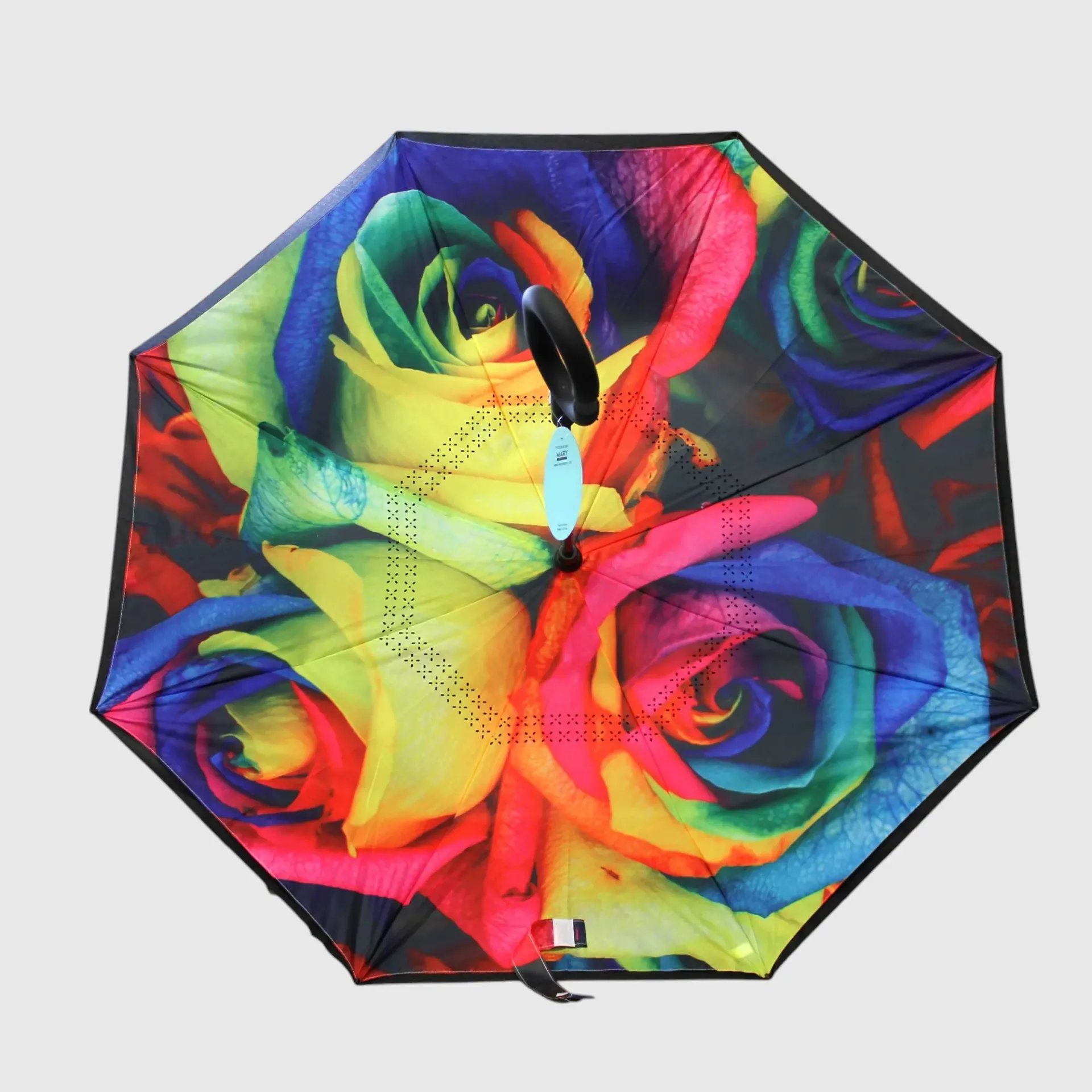 Reversible long umbrella with two canopies and a print - MATTE