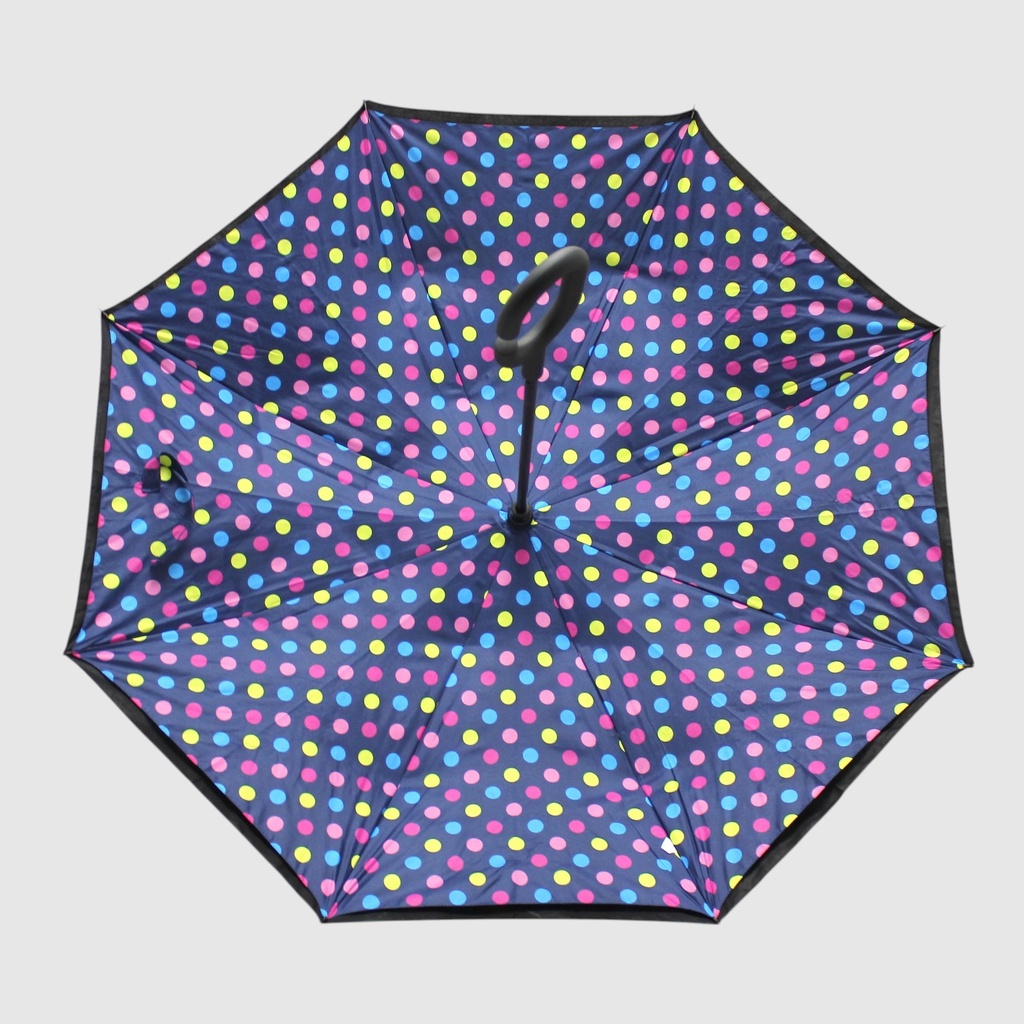 Reversible long umbrella with two canopies and a print - MATTE